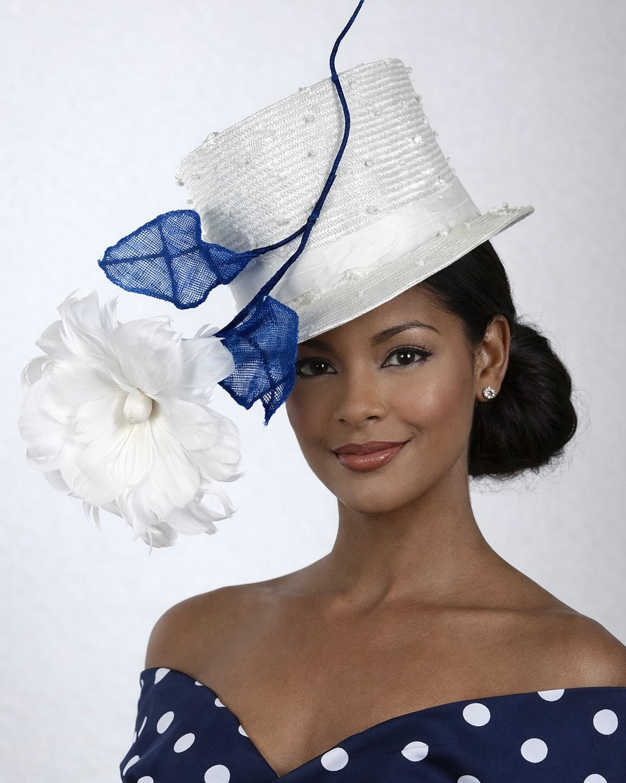 Custom Top Hat - White Straw