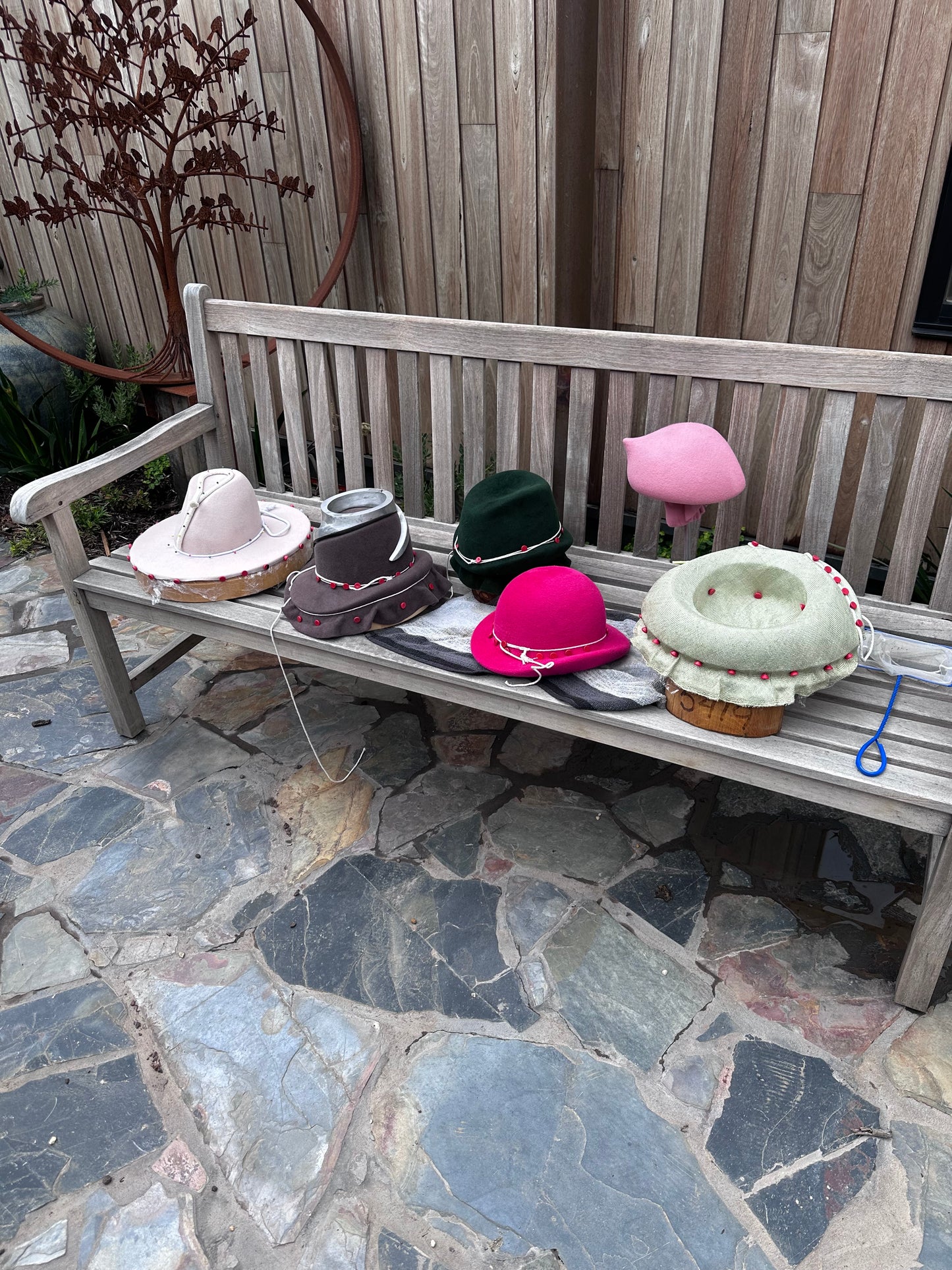 Sun is shining, hats outside to dry!