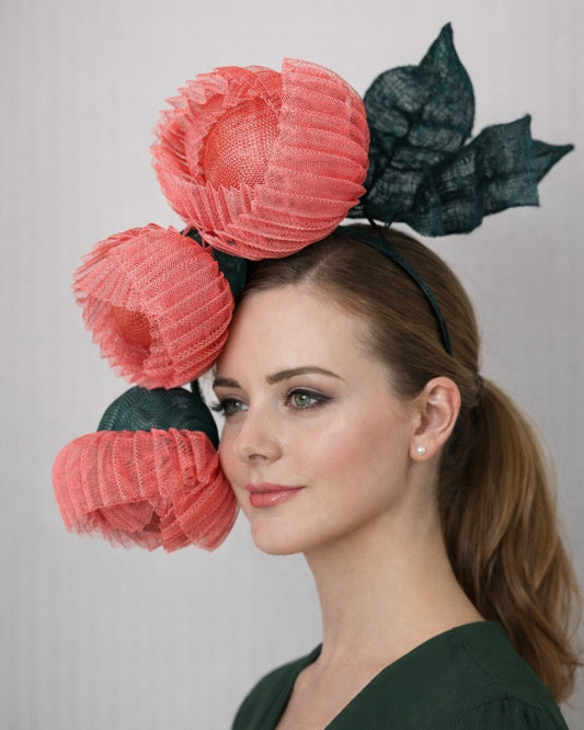 Ready to Wear - Watermelon Pink Sculptured Flowers