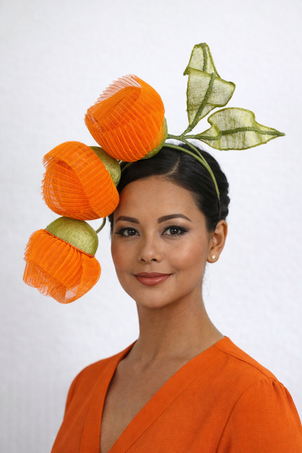 Ready to Wear - Orange Sculptured Flowers
