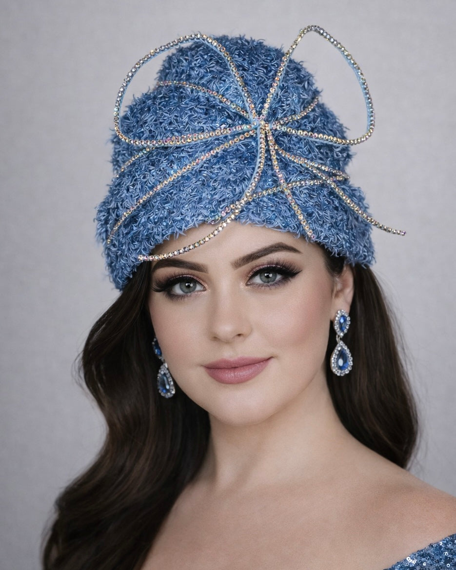 Ready to Wear - Blue Straw Turban