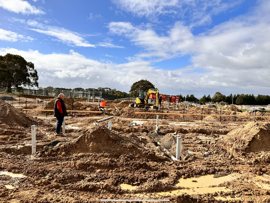 May 2023 - plumbers lay all ground pipes and concreting begins!