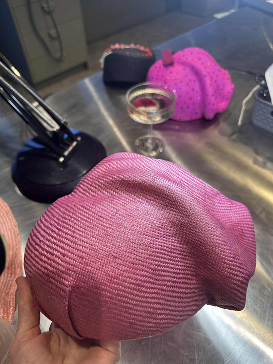 Pink Straw Vintage Pillbox Under Construction!